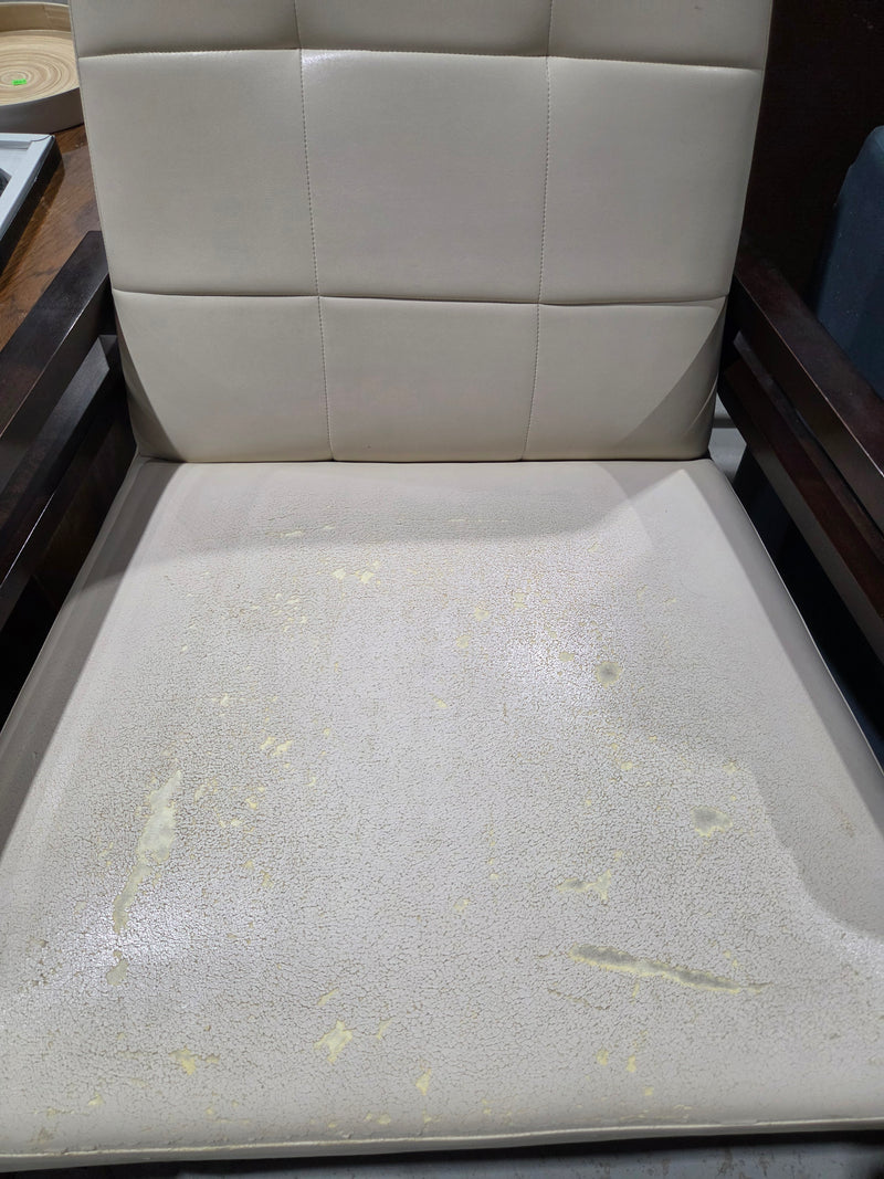 Mid-Century Modern Cream Grid-Tufted Accent Chair