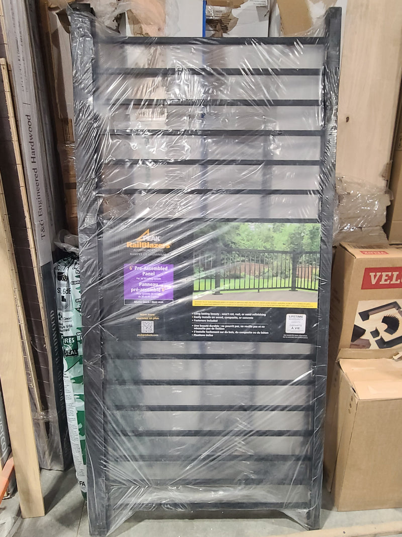 Peak RailBlazers 6' Pre-Assembled Aluminum Deck Railing Panel in Matte Black