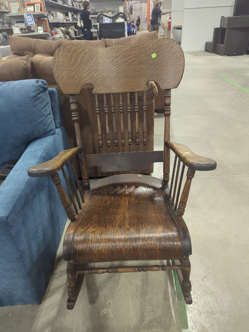 Pressed-back Oak Rocking Chair