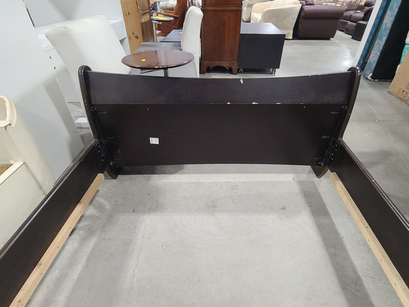 Dark Brown Espresso Wooden Sleigh Double Bed Frame