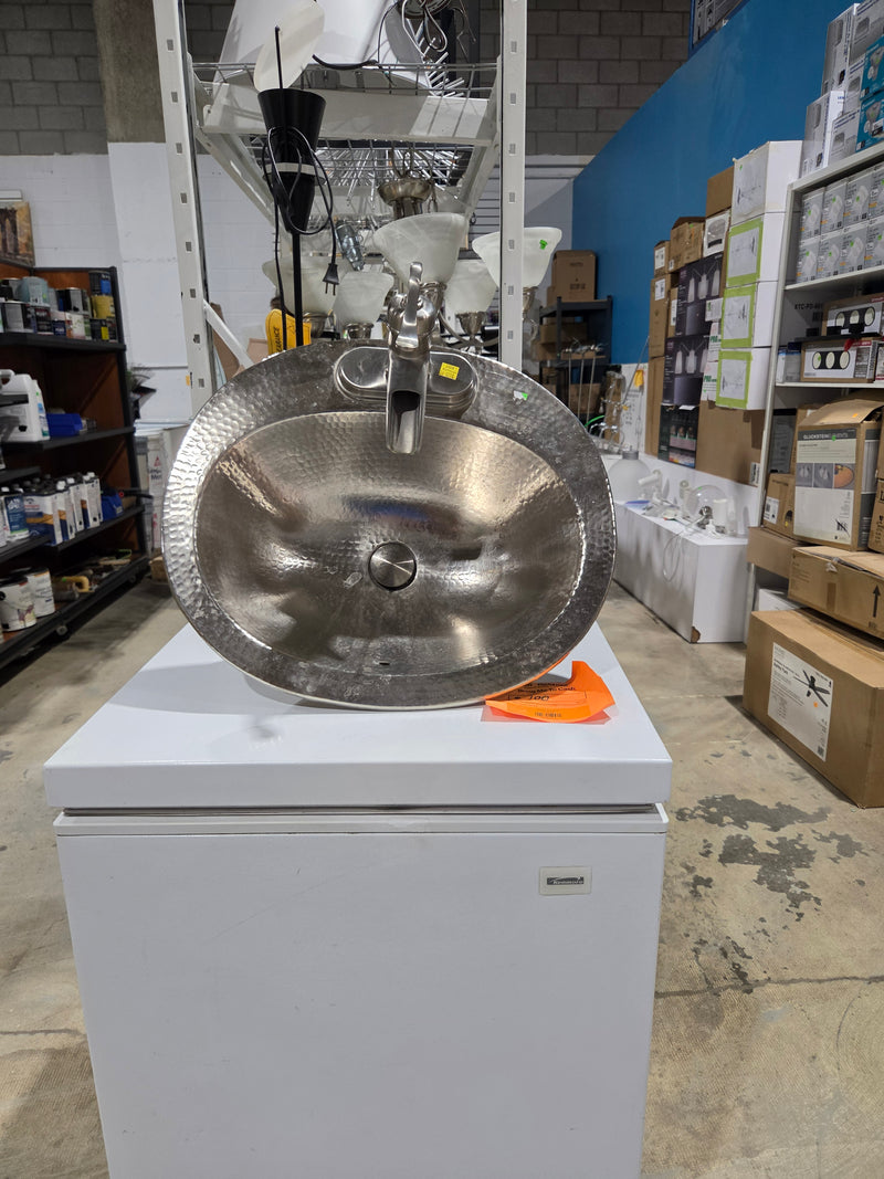 Sinkology Dalton Handcrafted Hammered Nickel Drop-In Bathroom Sink