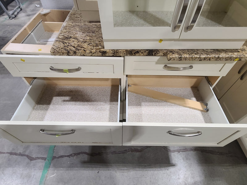 Elegant White Raised-Panel Full Kitchen Cabinet Set