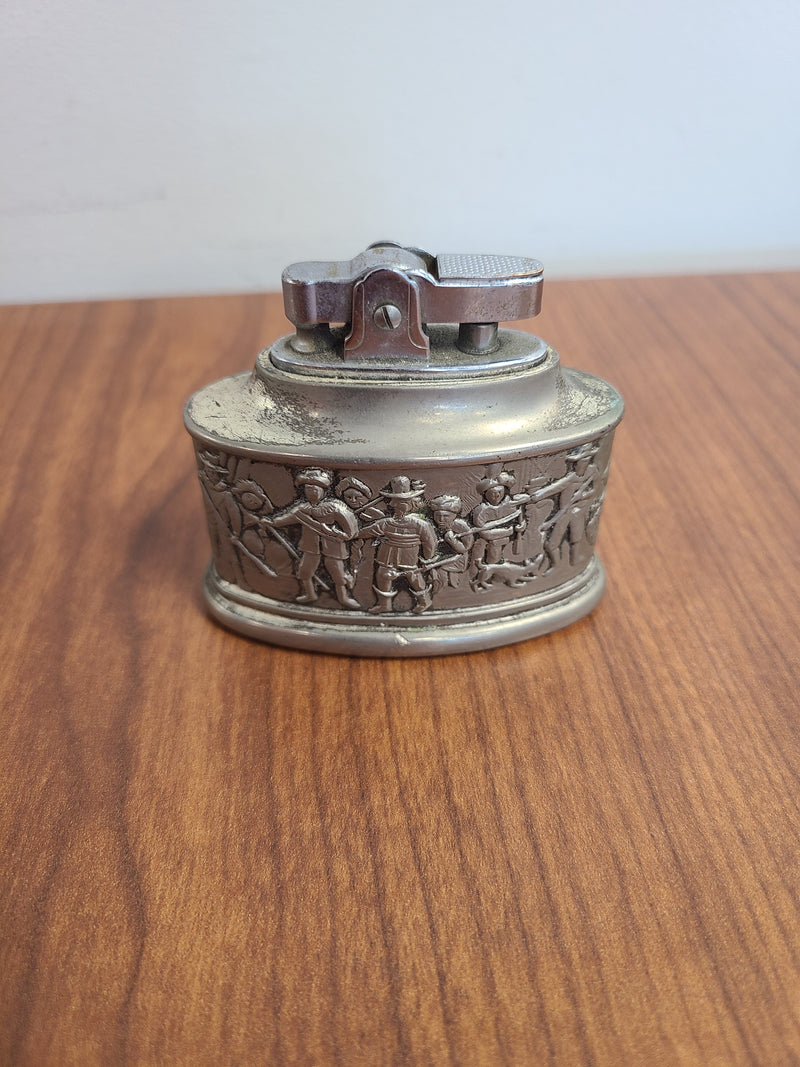 Vintage Relief-Embossed Pewter Table Lighter