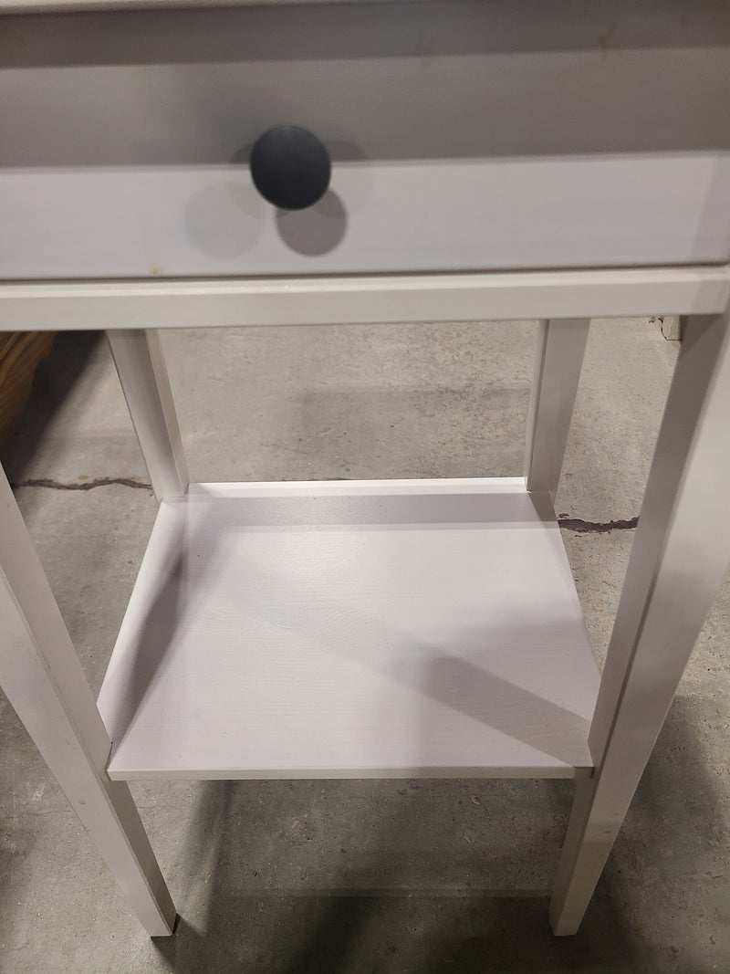 Charming White Side Table with Drawer and Shelf