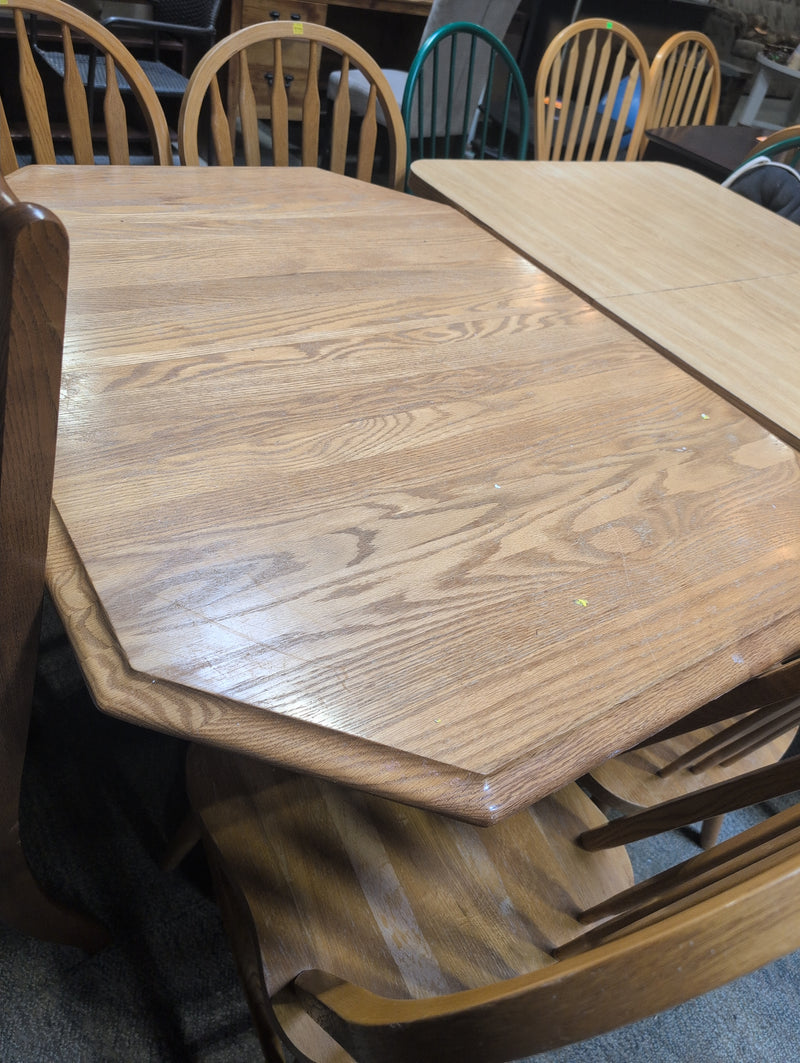 Light Brown Wooden Dining Table with 4 Matching Chairs