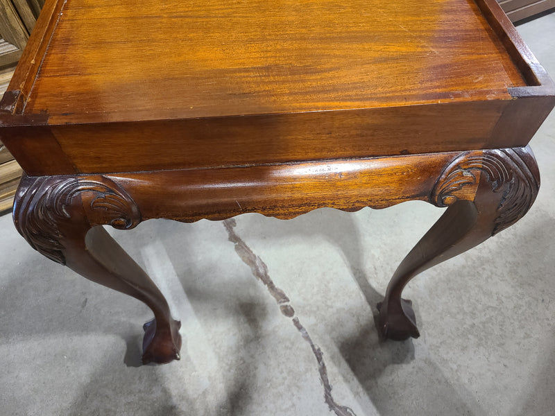Chippendale-Style Tray-Top Accent Table with Ball-and-Claw Feet