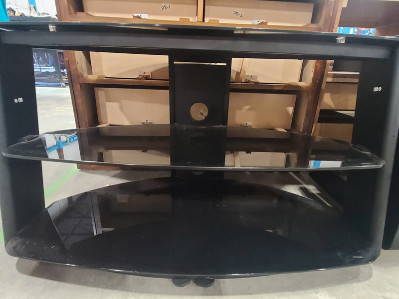 Modern Black 3-Tier Tempered Glass Corner TV Stand