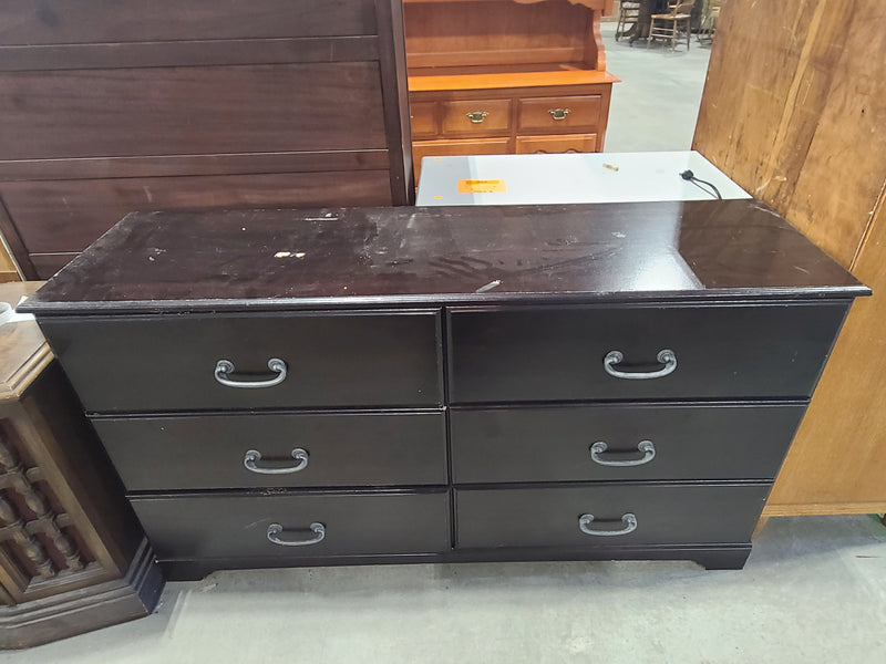 Vintage-Inspired Dark Espresso 6-Drawer Double Dresser