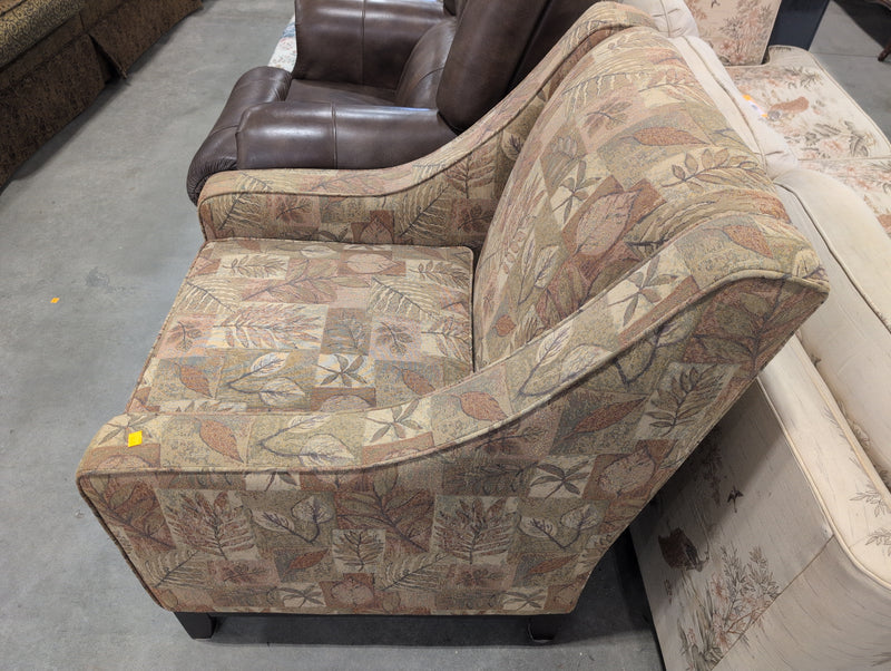 Tan Armchair with Designs of Leaves