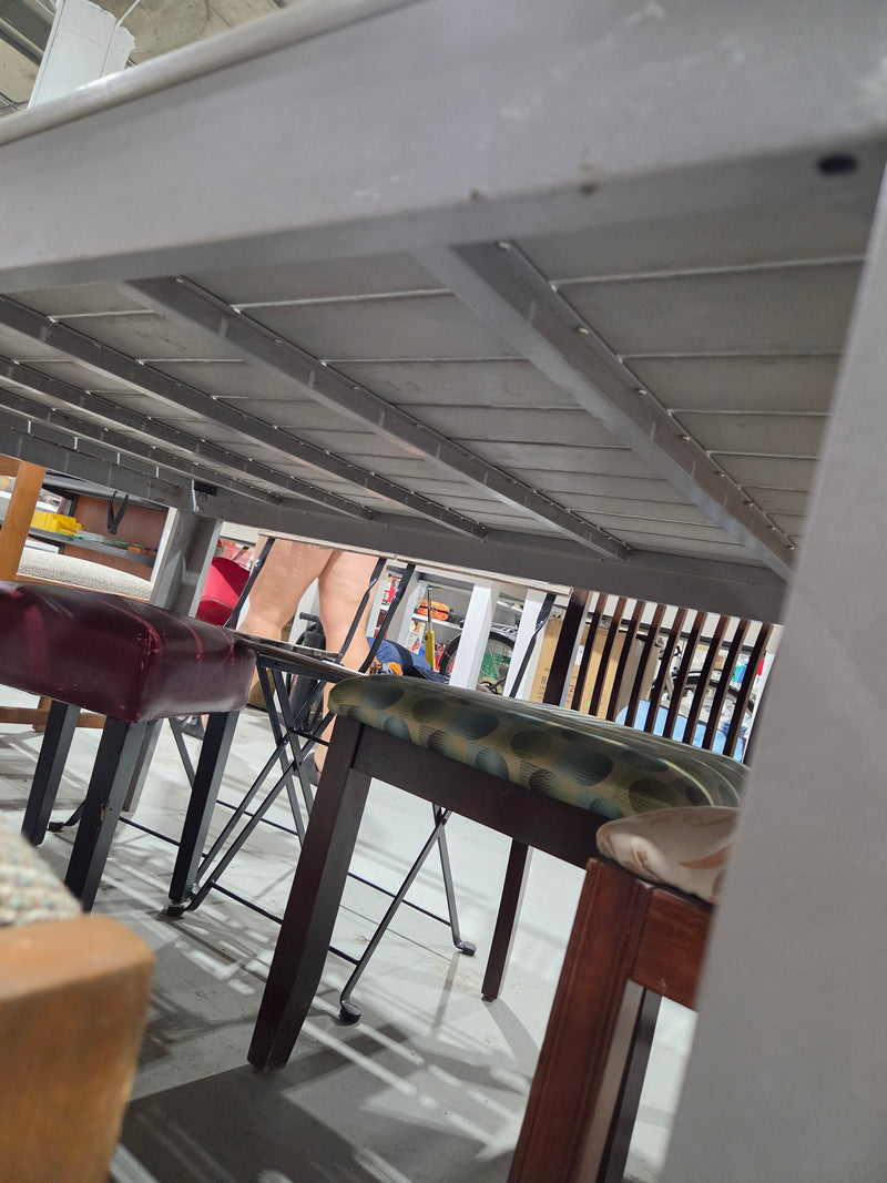 Modern Rectangular Slatted Outdoor Dining Table