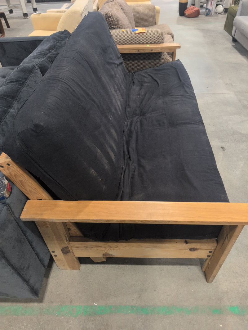 Wooden Futon with Black Covered Mattress (Full XL)