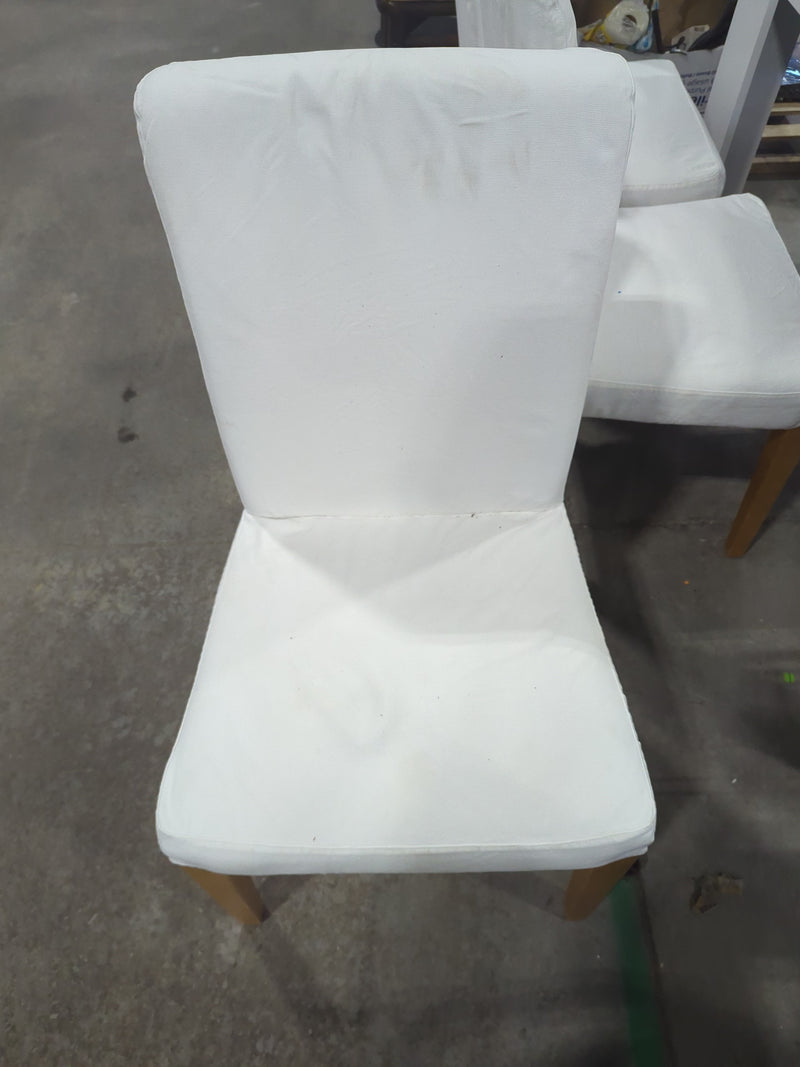 White Rectangular Dining Table with 6 White Chairs