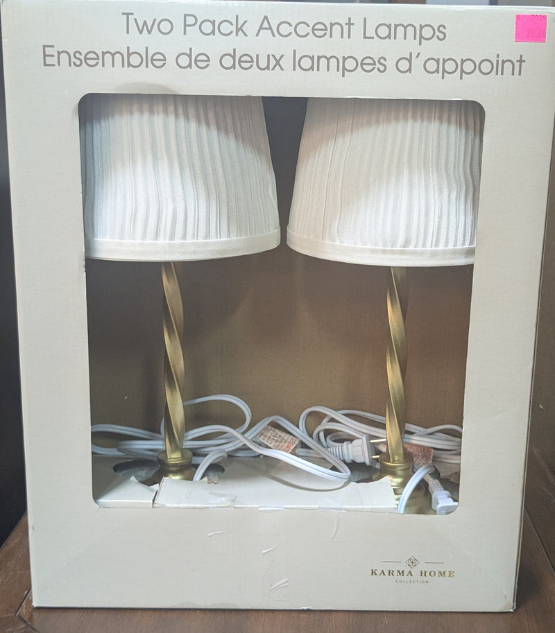 Karma Home Two Pack Gold and White Accent Lamps