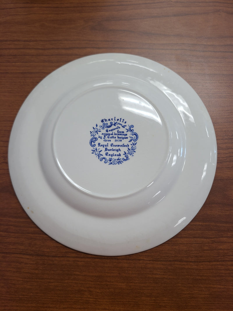 Vintage Royal Crownford Burleigh "Charlotte" Blue & White 14-Piece Dinnerware Set