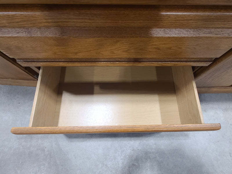 Solid Oak Palliser 6-Drawer Dresser with Center Storage Cabinet