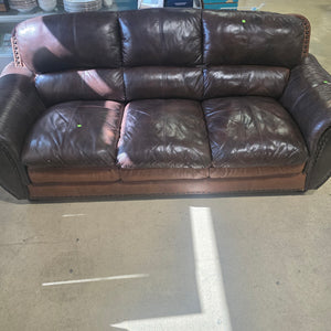 Traditional Brown Leather Couch