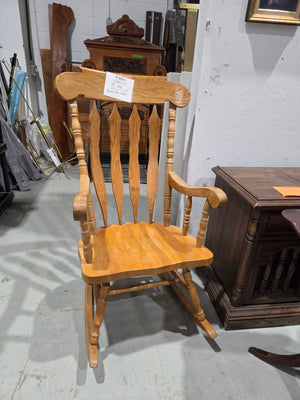 Vintage Solid Oak Windsor Style Rocking Chair