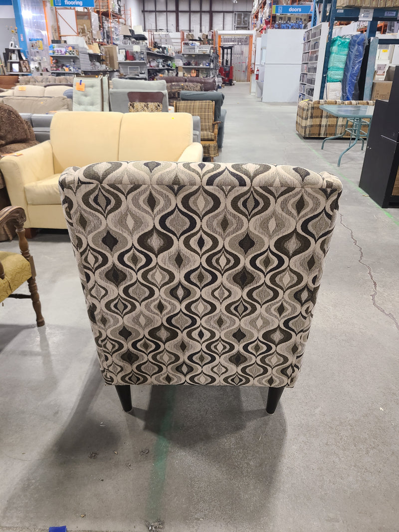 Contemporary Geometric Patterned Accent Chair in Black and White