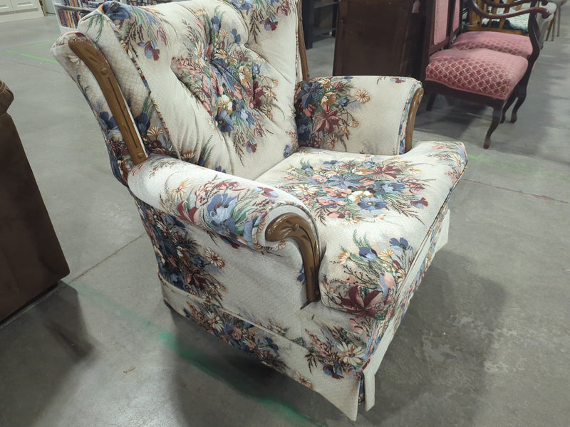 Red and Blue Floral Armchair