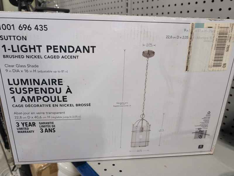 Hampton Bay Sutton 1-Light Pendant