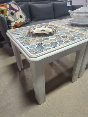 Handmade Wood and Tile Nesting Coffee Table