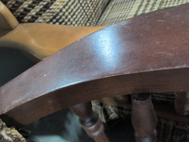 Simple Wood Rocking Chair with Fabric with Leaf Designs