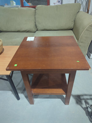Wooden End Table with Lower Storage Shelf