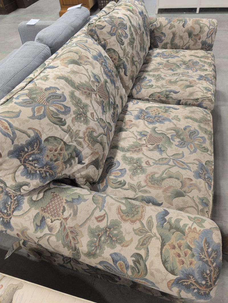 Green and Beige Plant Patterned 3 Seater Sofa
