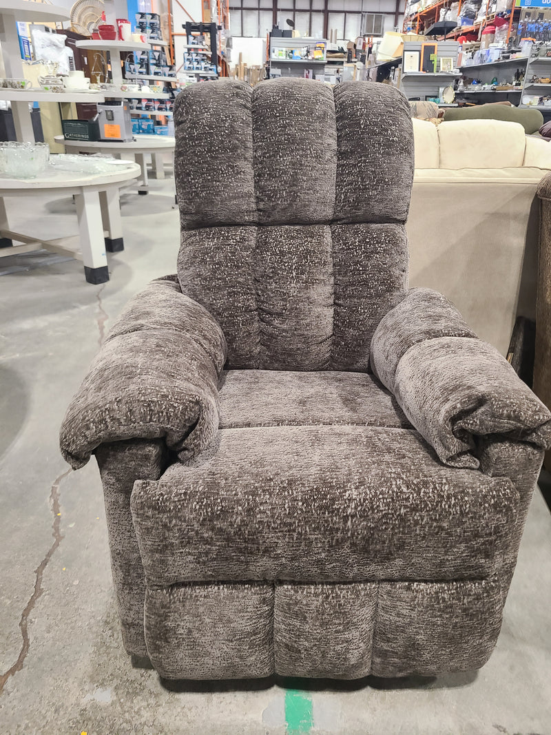 Plush Grey Fabric Swivel Rocker Recliner