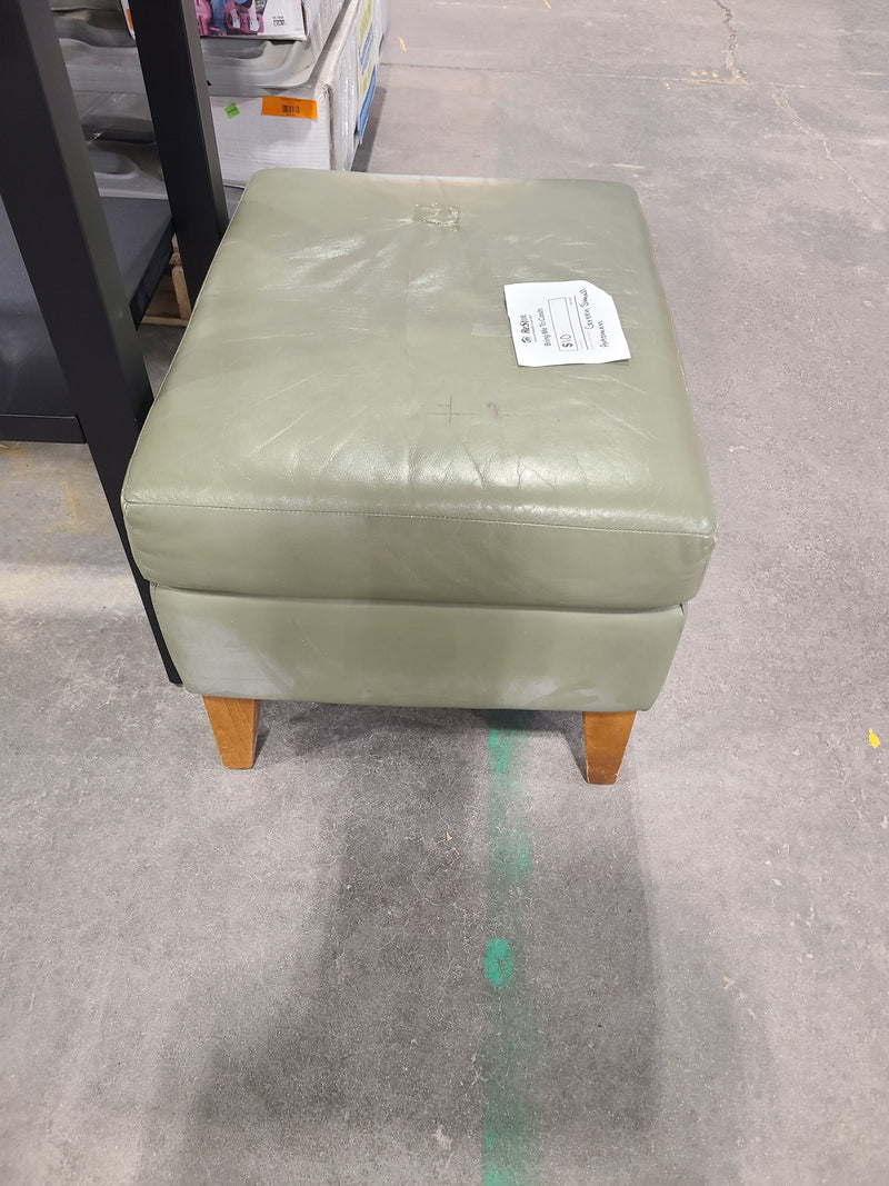 Good Condition Sage Green Faux Leather Small Ottoman