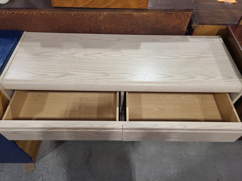 Vintage 80s Light Oak 6-Drawer Double Dresser
