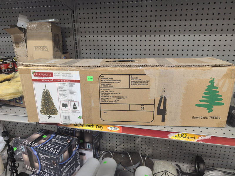 4 FT artificial Christmas Pine Tree with Stand and Lights