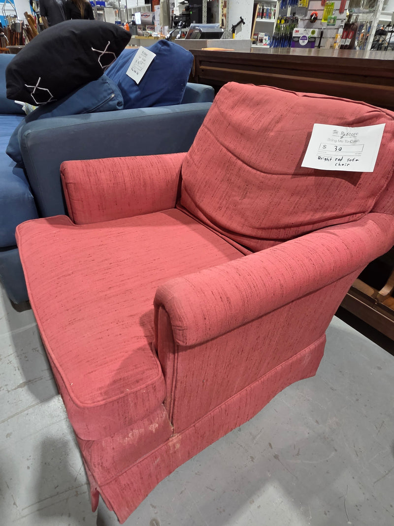 Red Traditional Sloped-Arm Club Chair