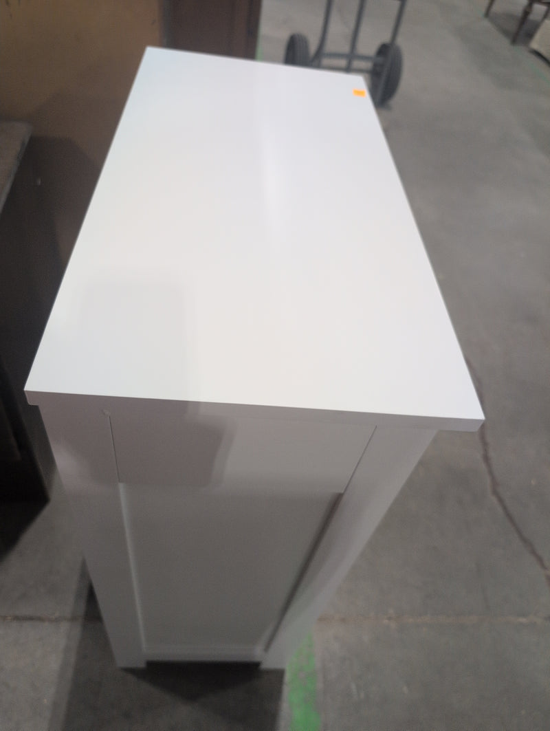White Nightstand with Drawers and Shelves
