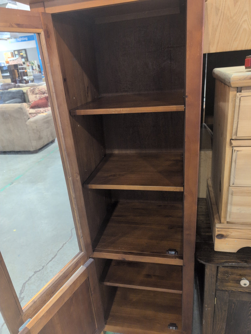 Wooden Cabinet with Glass Door and Wooden Shelves