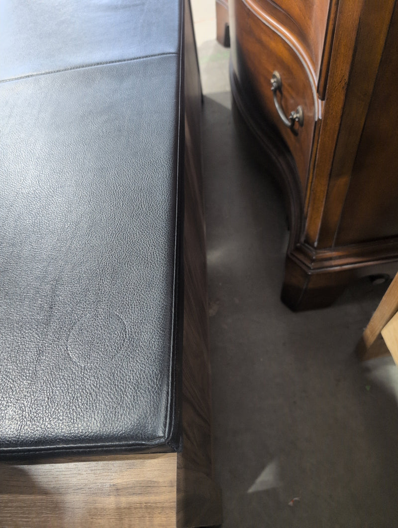 Bench with Drawers and Black Faux Leather Cushion