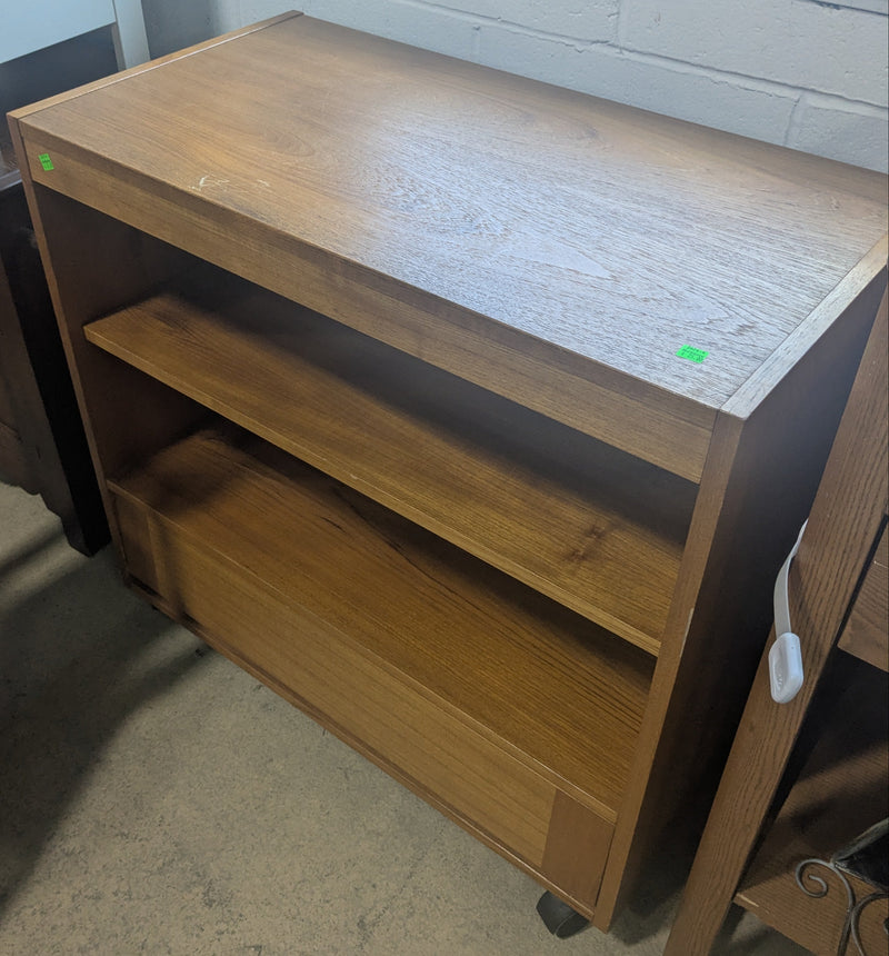 Oak-finish Wooden Rolling Cart