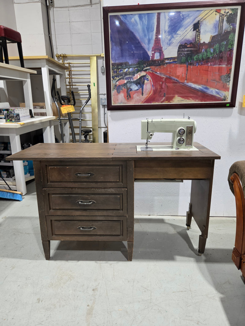 Vintage Multi-Functional Expandable Sewing Machine Desk