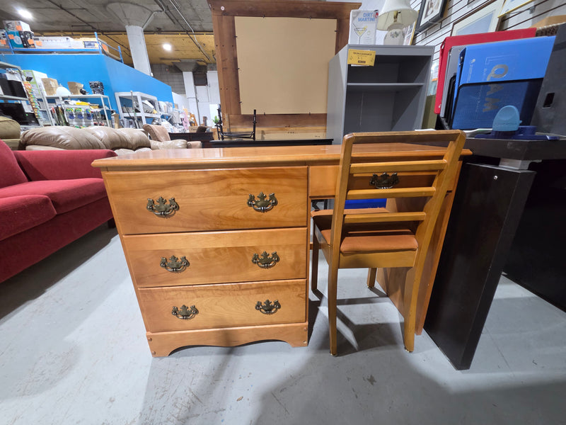 Vintage Solid Wood Student Desk With Chair