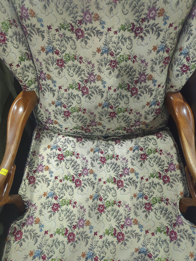 Biege Floral Vintage Armchair