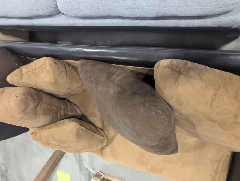 Brown Sofa with Leather and Pillows