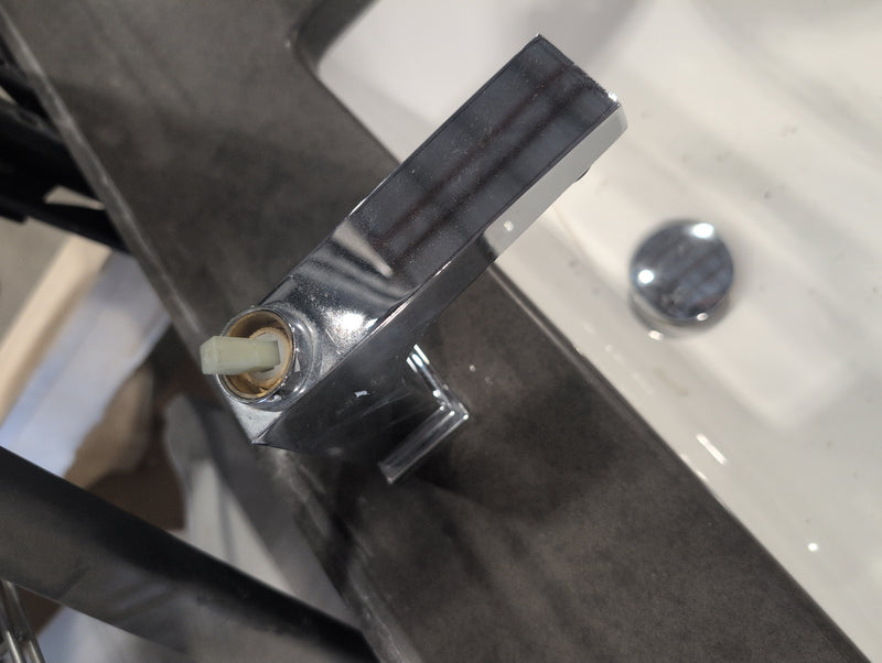 White Bathroom Vanity with Double Sink and Sparkly Handles
