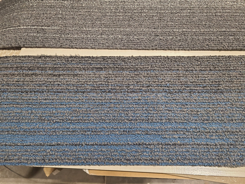 Contemporary Multi-Toned Gray & Blue Linear Carpet Tiles