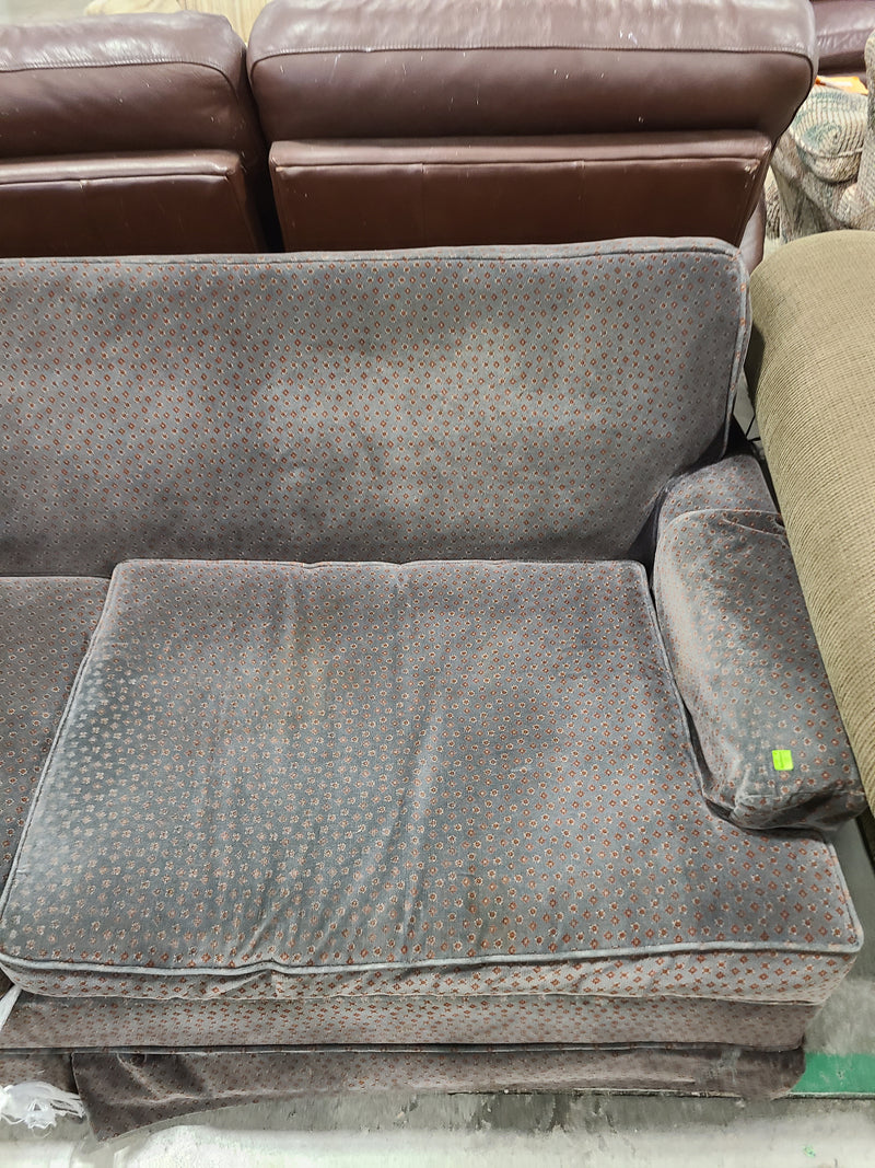 Vintage Patterned Velvet Sofa Bed – Charcoal & Rust Geometric
