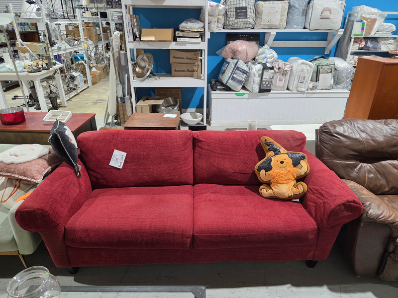 Cozy Crimson Red 3-Seat Sofa
