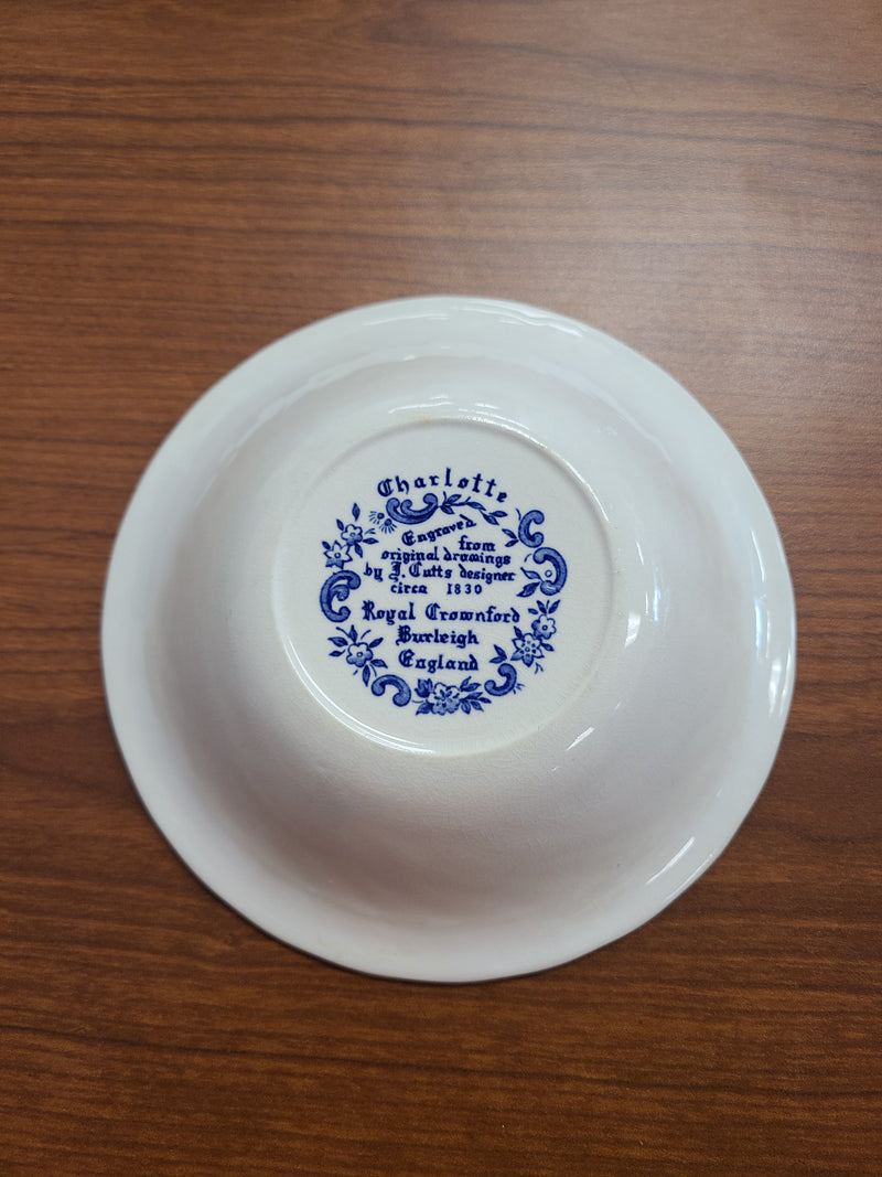 Vintage Royal Crownford Burleigh "Charlotte" Blue & White 14-Piece Dinnerware Set