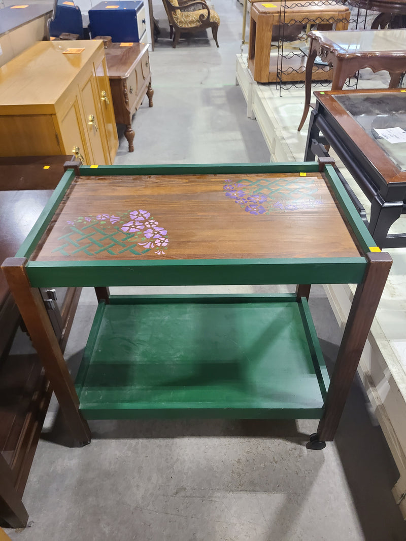 Cottage-Style 2-Tier Wooden Utility & Serving Cart