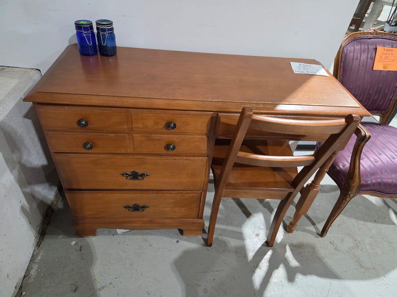 Vintage Wooden Writing Desk and Chair