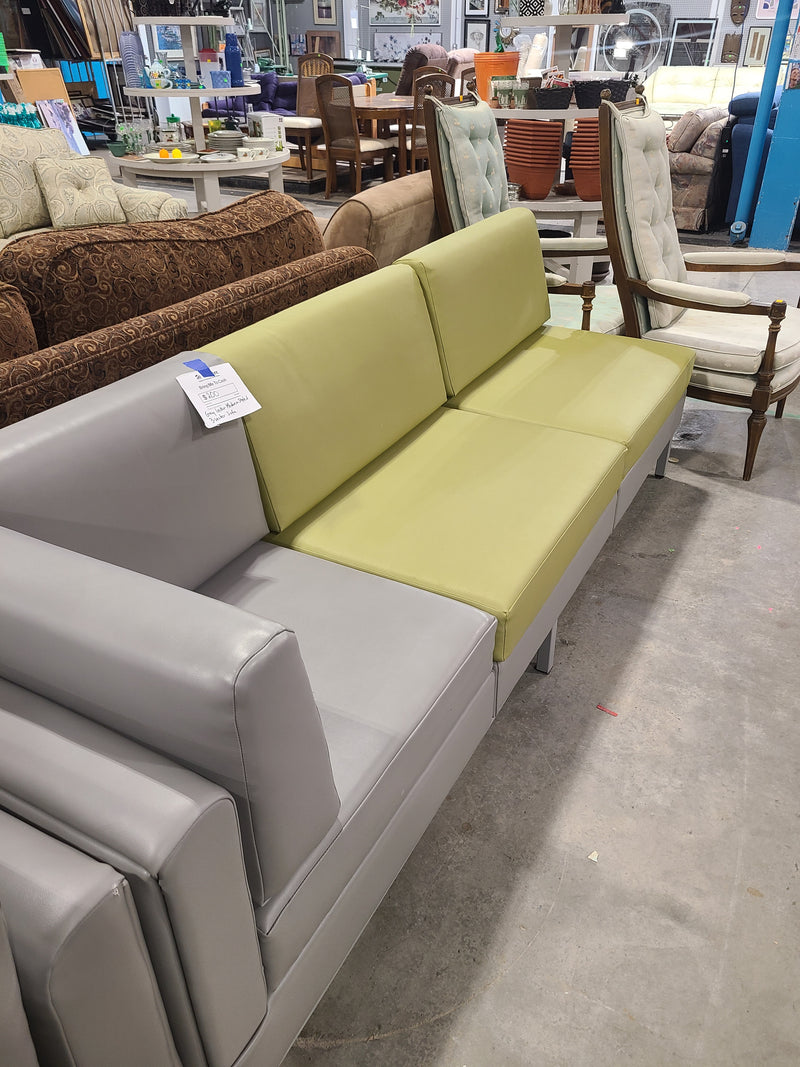 Modern Two-Tone Green and Gray 3-Seat Sectional Sofa