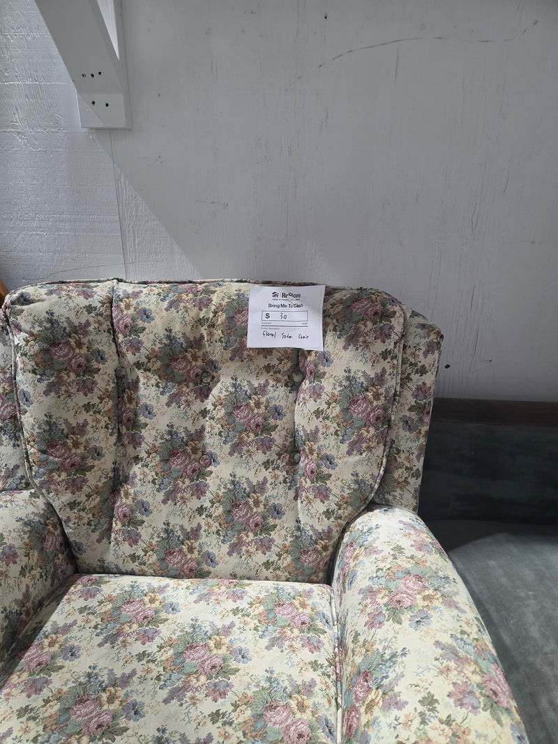 Vintage Country Cottage Floral Armchair